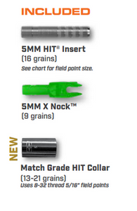 Easton Axis 5MM Match Grade Shafts w/HIT Collars, 12pk