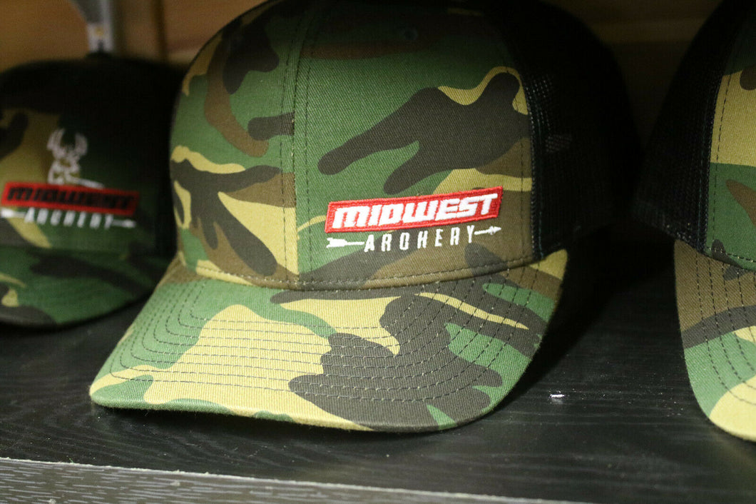 Midwest Archery Camo Hat Red Side Logo