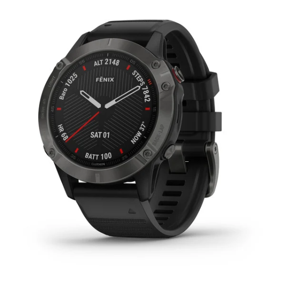 Garmin  fēnix® 6 - Sapphire - Carbon Gray DLC with Black Band